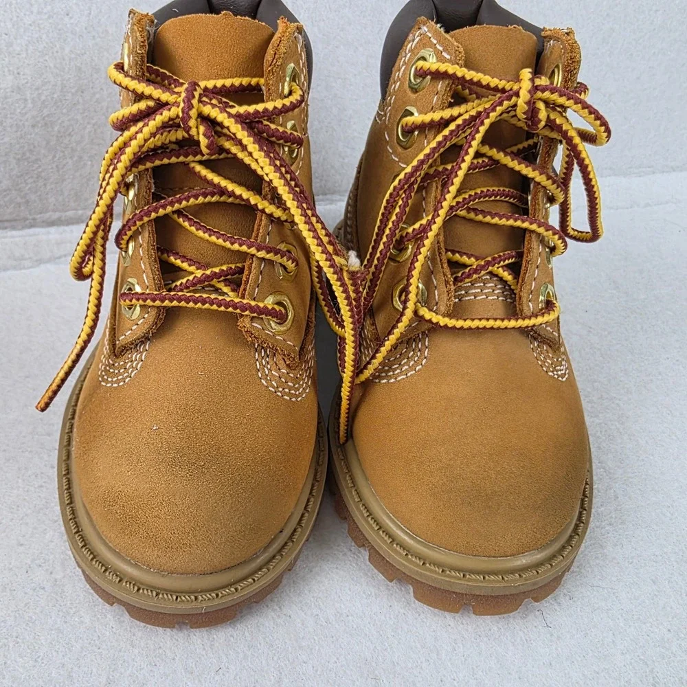 Timberland 6 Inch Premium Waterproof Boots Kids Size 4 Wheat Nubuck 12809